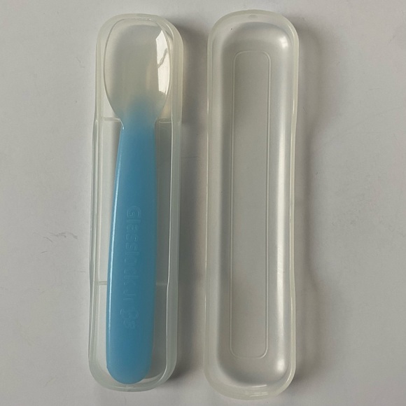 Glasslock Jr. Baby Spoon With Case Soft Safe Blue Silverware - Picture 1 of 14